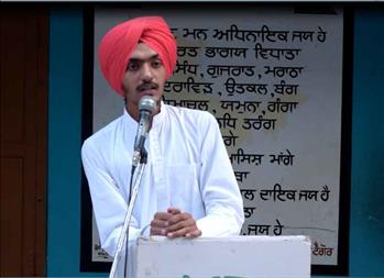Mehtab Singh, student of the college of agriculture, PAU, Ludhiana reciting a poem on the importance of trees.