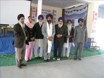 Distinguished attendees, standing from left Pr. Ram Singh, Pr. Harwinder Kaur, President of School Board, Dr. VarinderPal Singh, S. Mohinder Singh and Pr. Avtar Singh