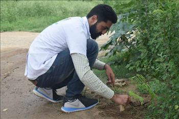 Enthusiastic volunteer in action. 
