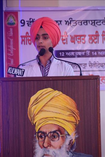 S. Gurtaj Singh, student of Navneet Public School, Kalah Majra, Patiala, giving his views